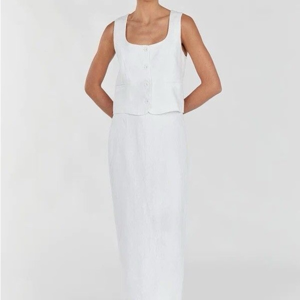 DISSH Roberts White Linen Maxi Skirt Size 4